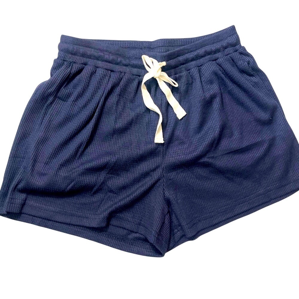 Ekouaer Pajama Lounge Shorts Womens Small Navy Blue Drawstring  Pockets NWOT